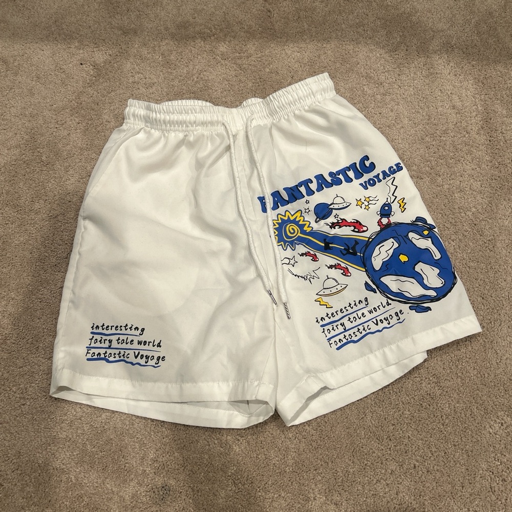 White Graphic Men's Shorts